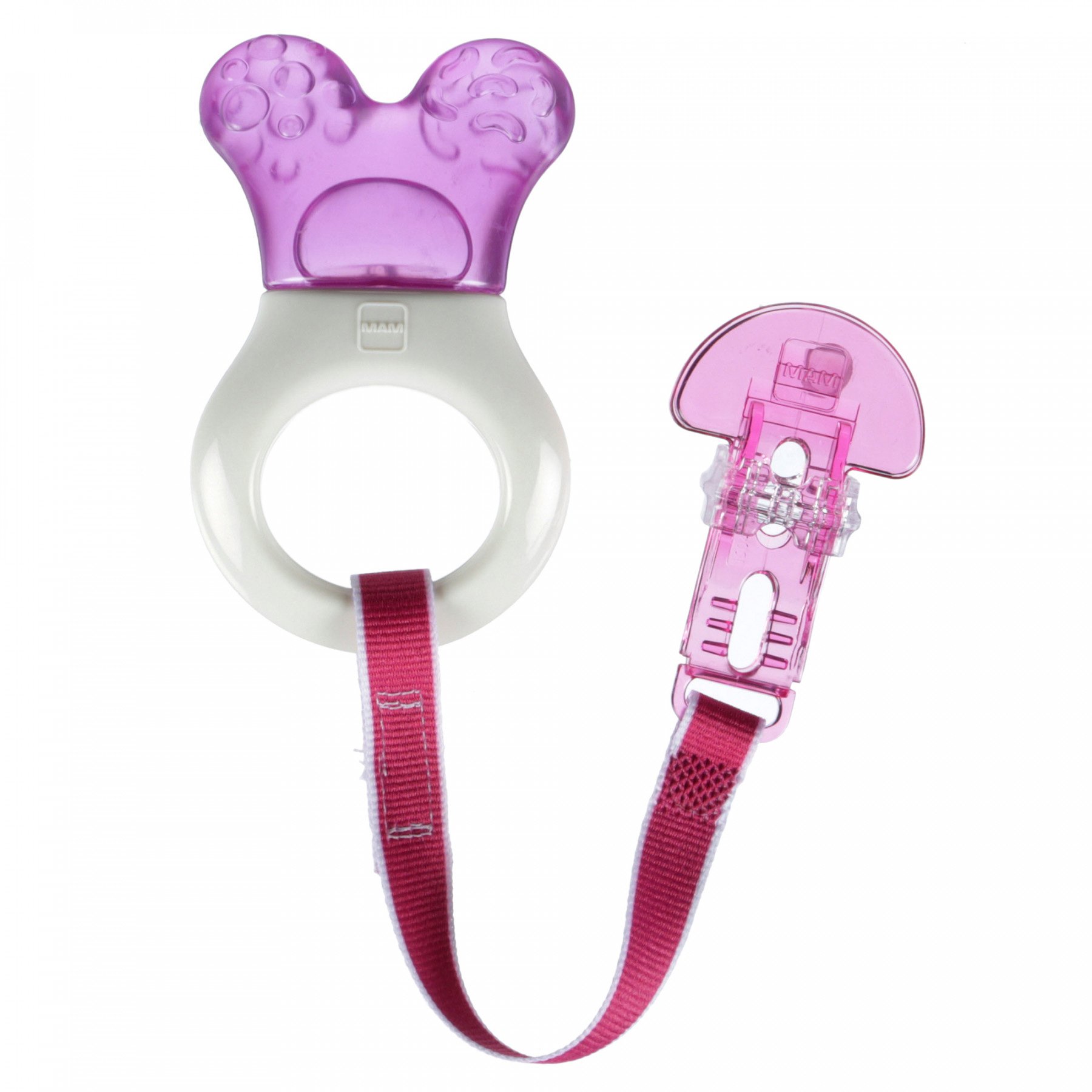 Mam Mini Cooler & Clip Κωδ 555 Mini Πολυκρίκος Οδοντοφυΐας με Νερό & Κορδέλα Στήριξης, από 2+ Μηνών 1 Τεμάχιο – ροζ