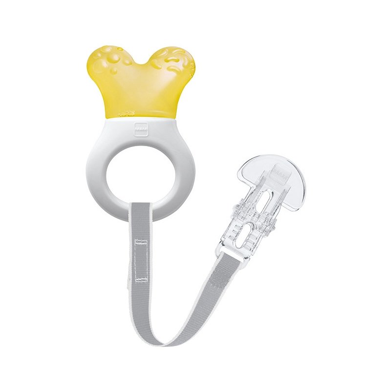 Mam Mini Cooler & Clip Κωδ 555 Mini Πολυκρίκος Οδοντοφυΐας με Νερό & Κορδέλα Στήριξης, από 2+ Μηνών 1 Τεμάχιο – κίτρινο