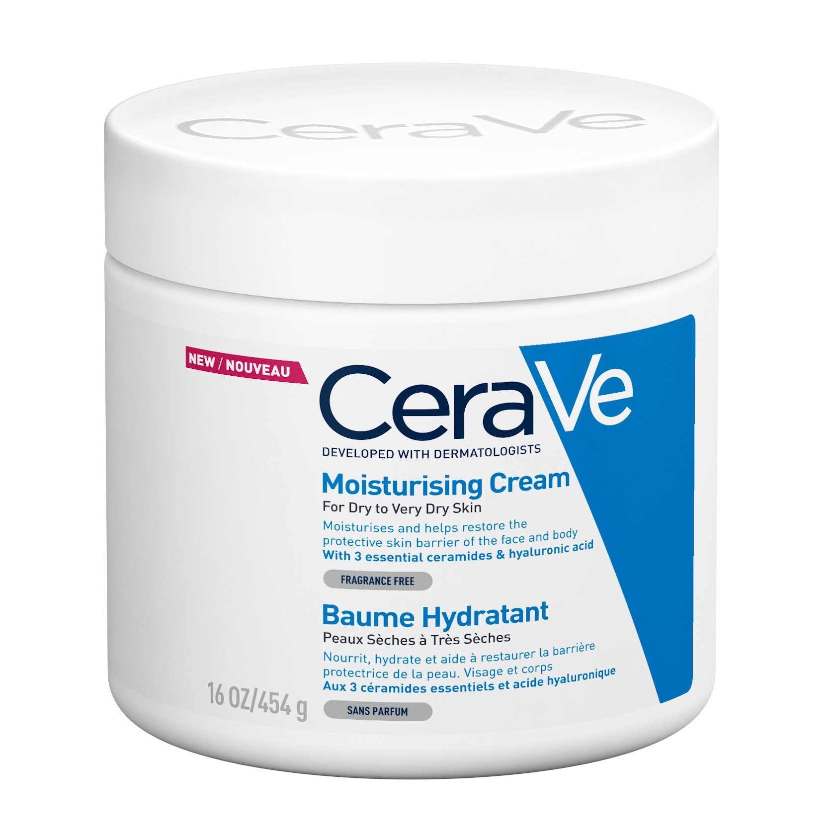Cerave CeraVe Moisturising Face & Body Cream for Dry to Very Dry Skin Ενυδατική Κρέμα Προσώπου, Σώματος για Ξηρή & Πολύ Ξηρή Επιδερμίδα 454g