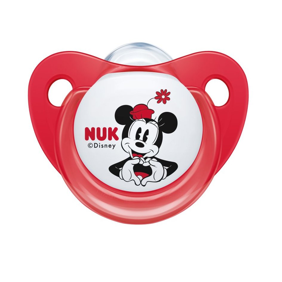Nuk Trendline Disney Mickey Mouse Πιπίλα Σιλικόνης με Κρίκο 1 Τεμάχιο – 6-18 Μηνών Κόκκινη