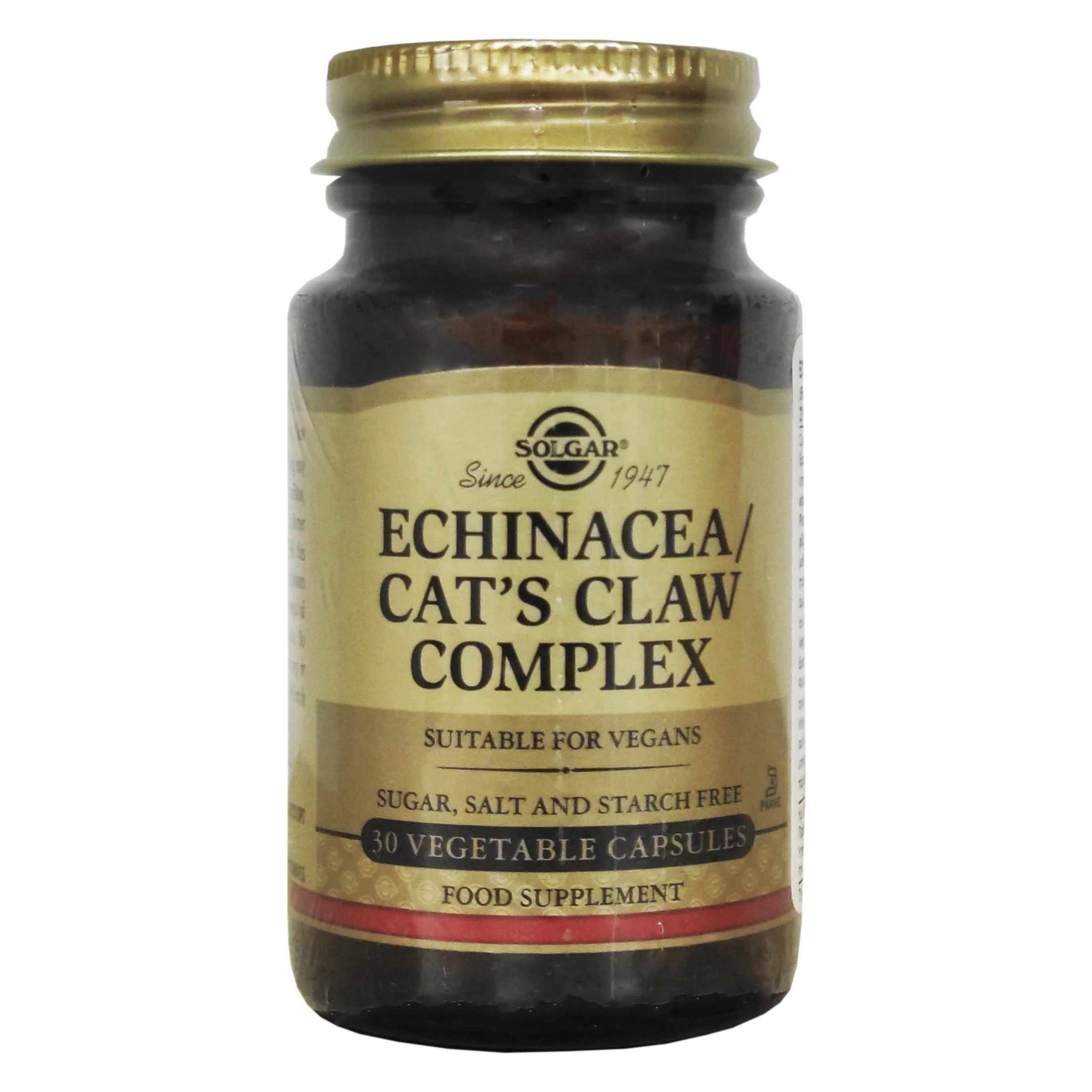 Solgar Echinacea/ Goldenseal/ Cat’s Claw Complex Συμπλήρωμα Διατροφής Χρήσιμο σε Περιπτώσεις Κρυολογημάτων & Ιώσεων veg.caps – 30 veg. caps