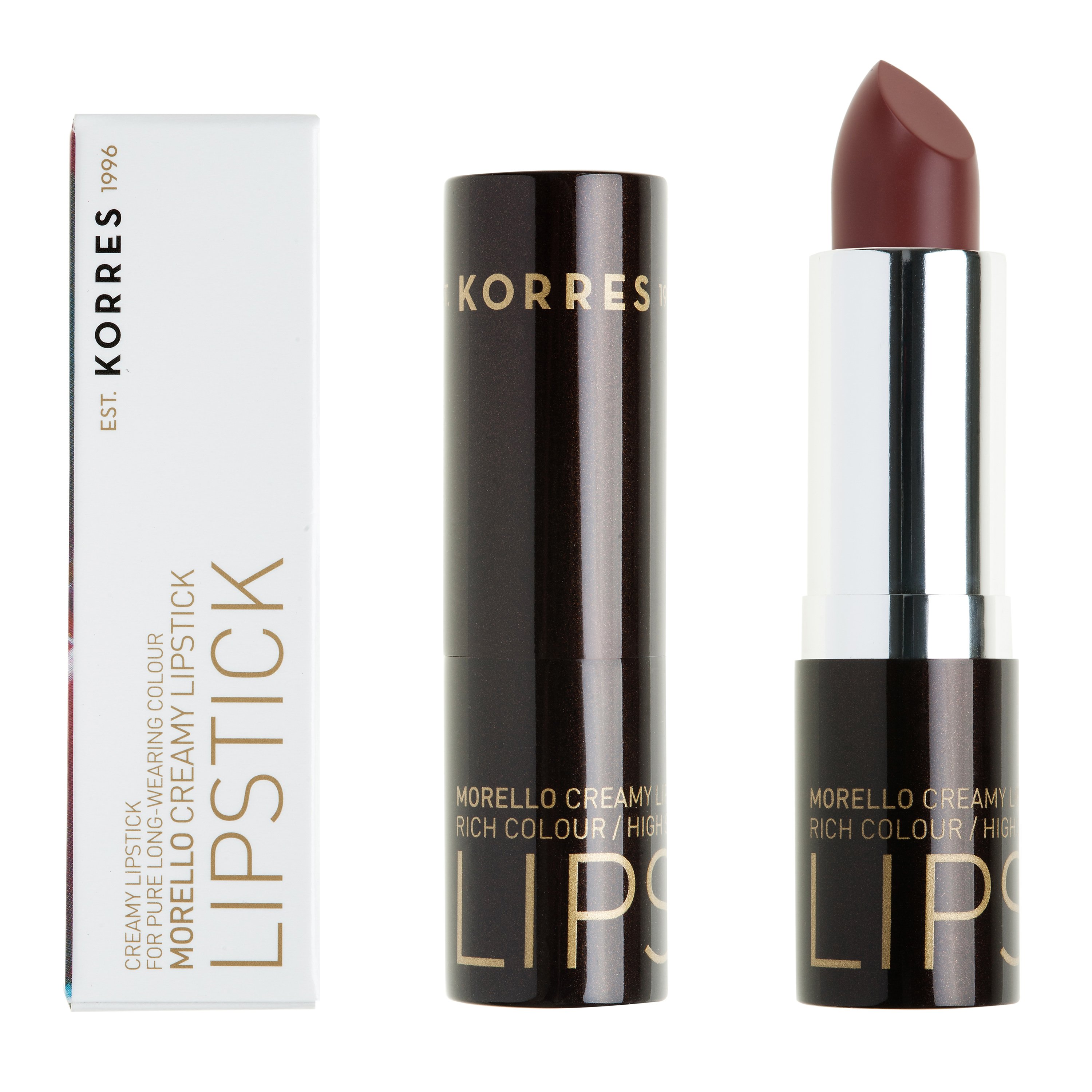Korres Morello Creamy Lipstick Σταθερό & Λαμπερό Αποτέλεσμα 3.5gr – 34 ΚΑΦΕ ΜΟΚΑ
