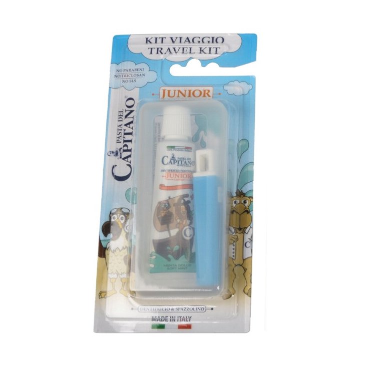 Pasta Del Capitano Travel Kit Junior Παιδικό Σετ Στοματικής Υγιεινής από 6 Ετών, με Οδοντόβουρτσα & Οδοντόκρεμα 20ml – μπλέ