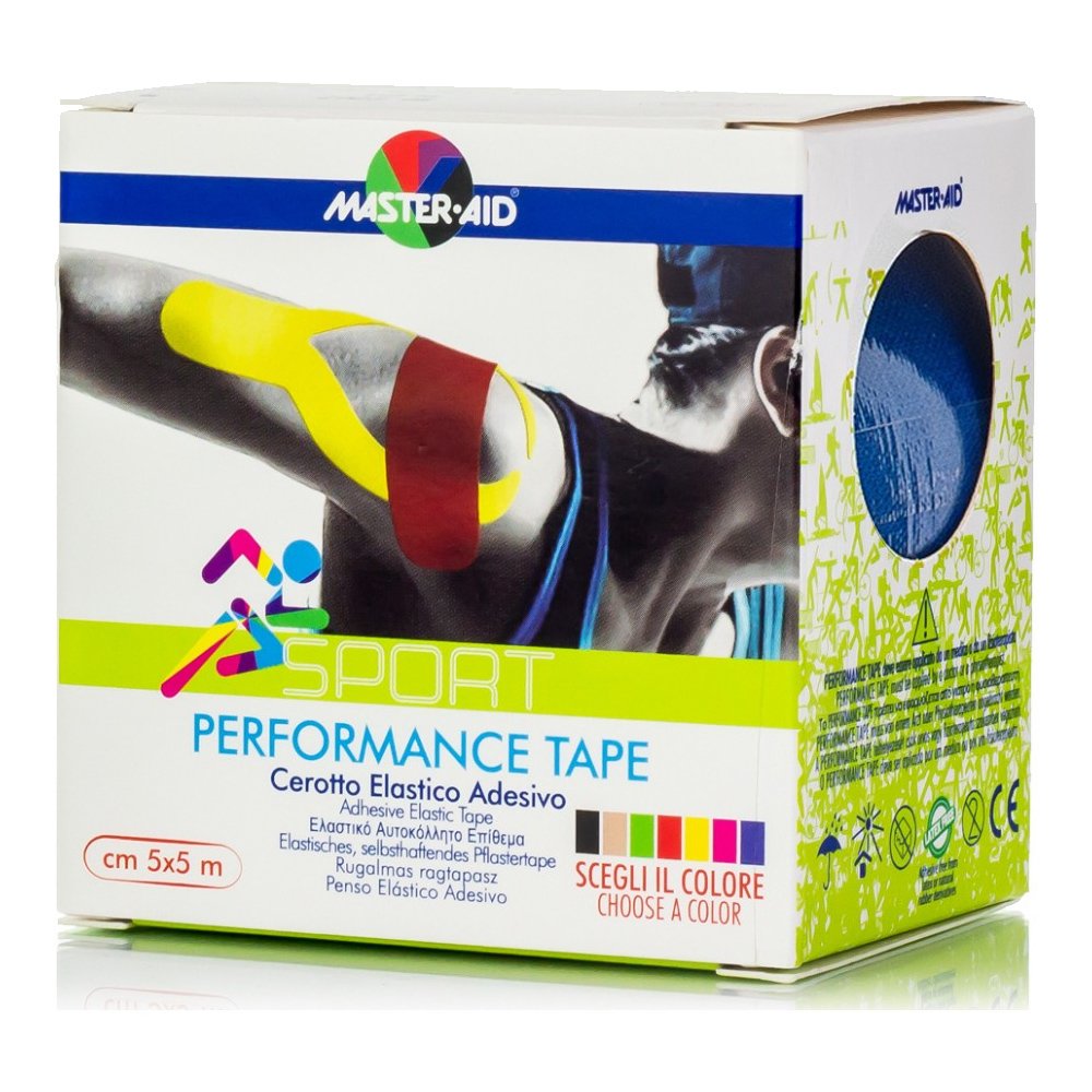 Master Aid Sport Performance Tape Μπλε Αυτοκόλλητη Ελαστική Ταινία για Επιδέσεις 5mx5cm 1 Τεμάχιο