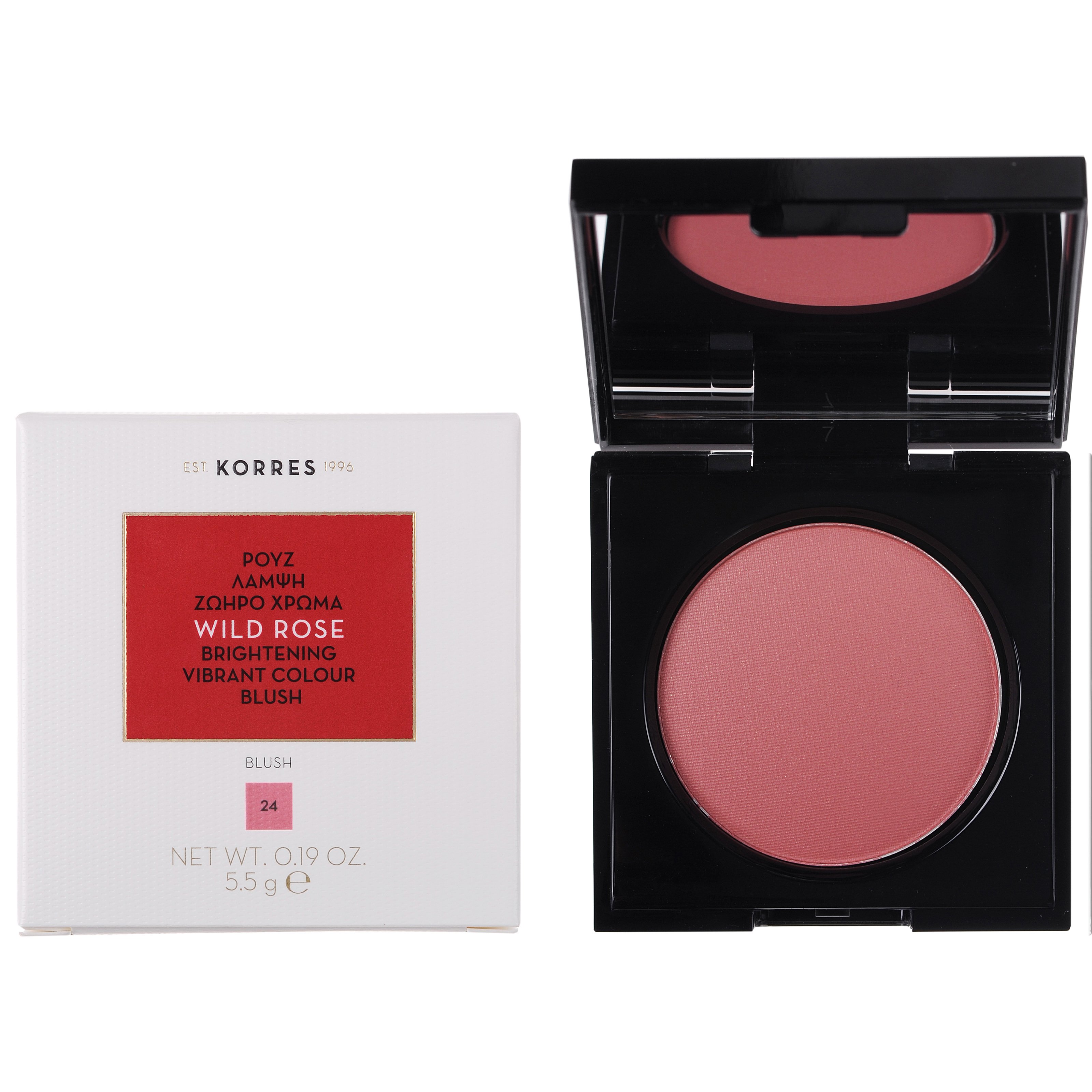 Korres Wild Rose Blush Άγριο Τριαντάφυλλο Ρουζ Μεταξένιας Υφής για Λάμψη & Ζωηρό Χρώμα 5.5g – 24 Dusty Rose