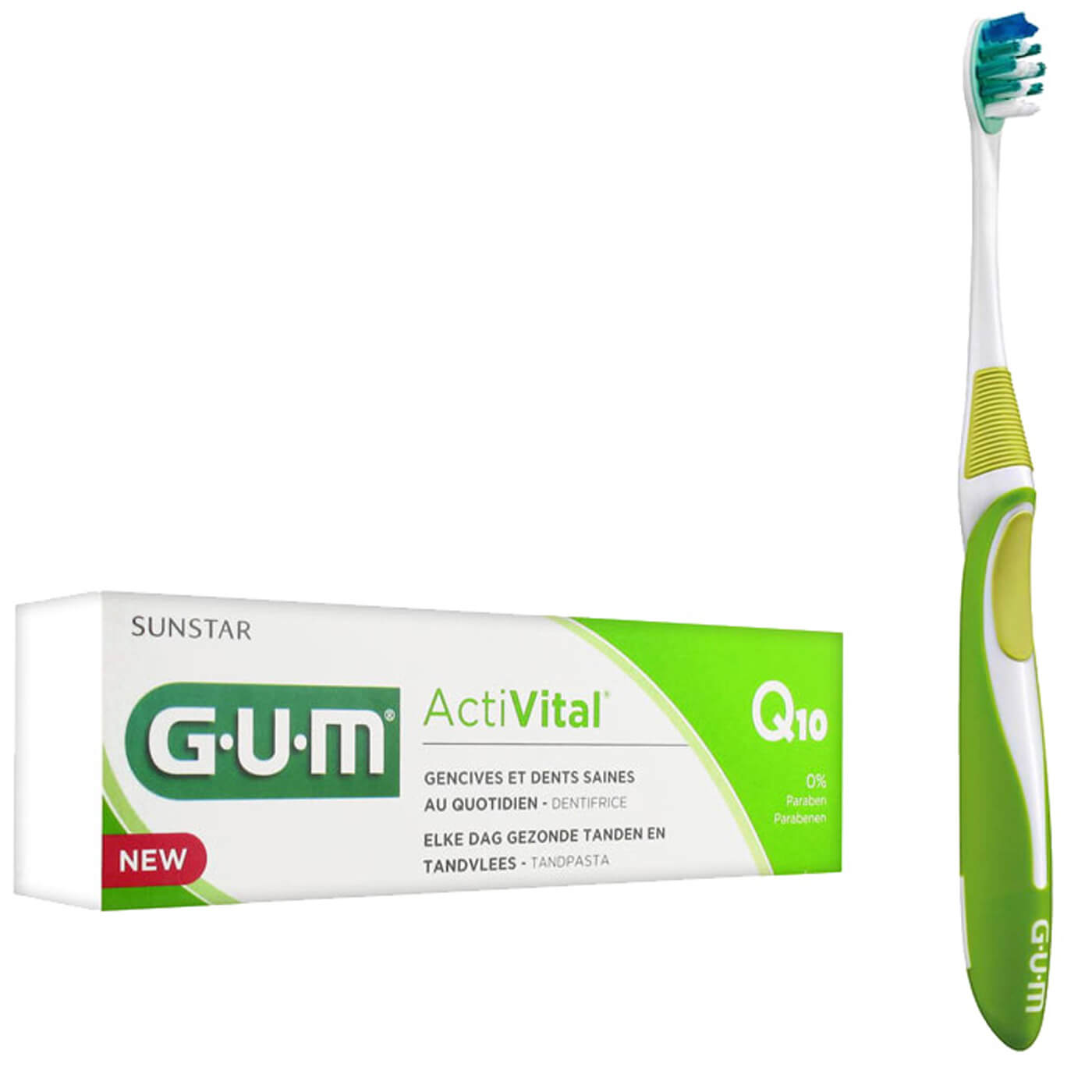 Gum Πακέτο Προσφοράς Activital Q10 Toothgel Οδοντόκρεμα 75ml (6050) & Gum Activital Compact Medium Οδοντόβουρτσα (583) – πράσινο