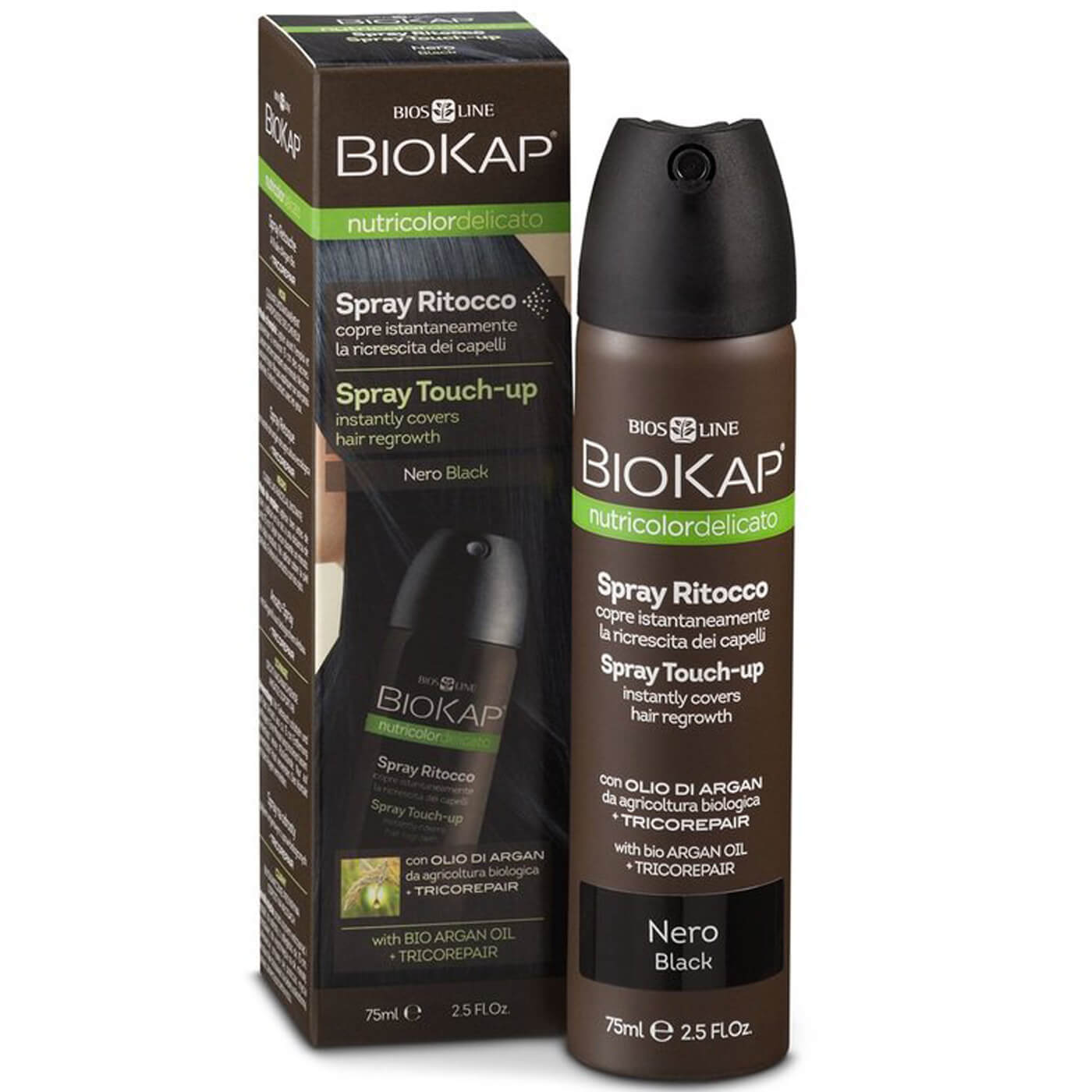 Biokap Nutricolor Delicato Spray Touch-Up Εκνέφωμα για την Κάλυψη της Ρίζας 75ml – Black