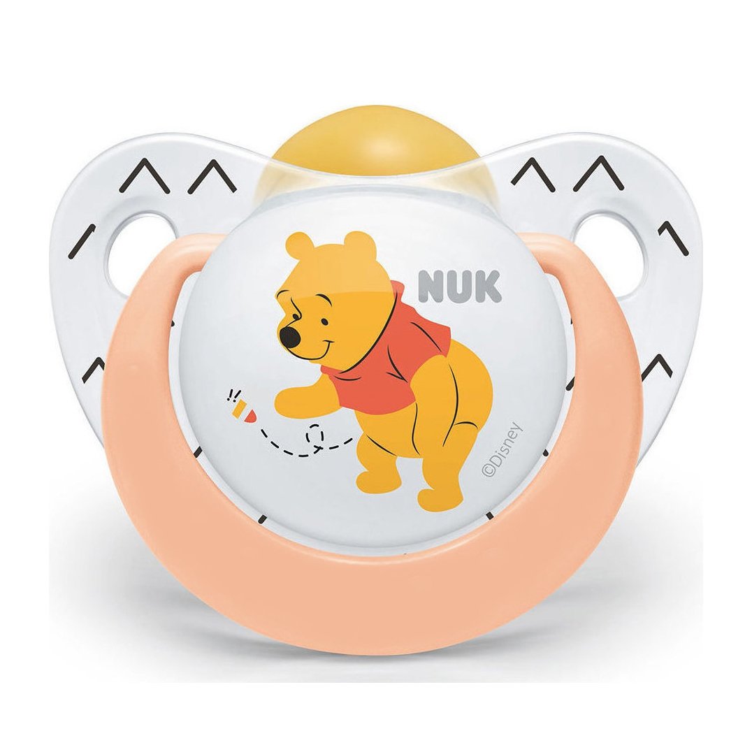 Nuk Trendline Disney Winnie the Pooh Πιπίλα Καουτσούκ με Κρίκο 1 Τεμάχιο – 0-6 Μηνών Πορτοκαλί