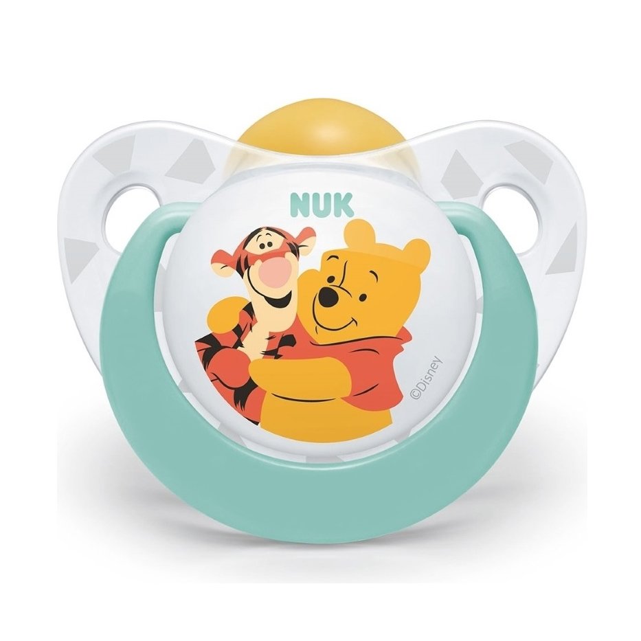 Nuk Trendline Disney Winnie the Pooh Πιπίλα Καουτσούκ με Κρίκο 1 Τεμάχιο – 18-36 Μηνών Πράσινη