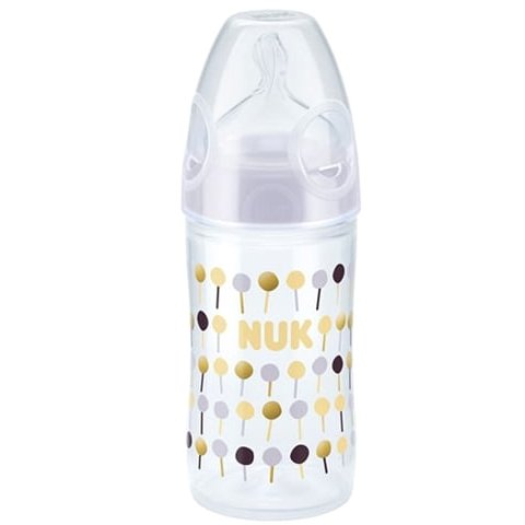 NUK New Classic Μπιμπερό Πολυπροπυλένιο Στενό Σχήμα με Θηλή Σιλικόνης 150ml – γκρι