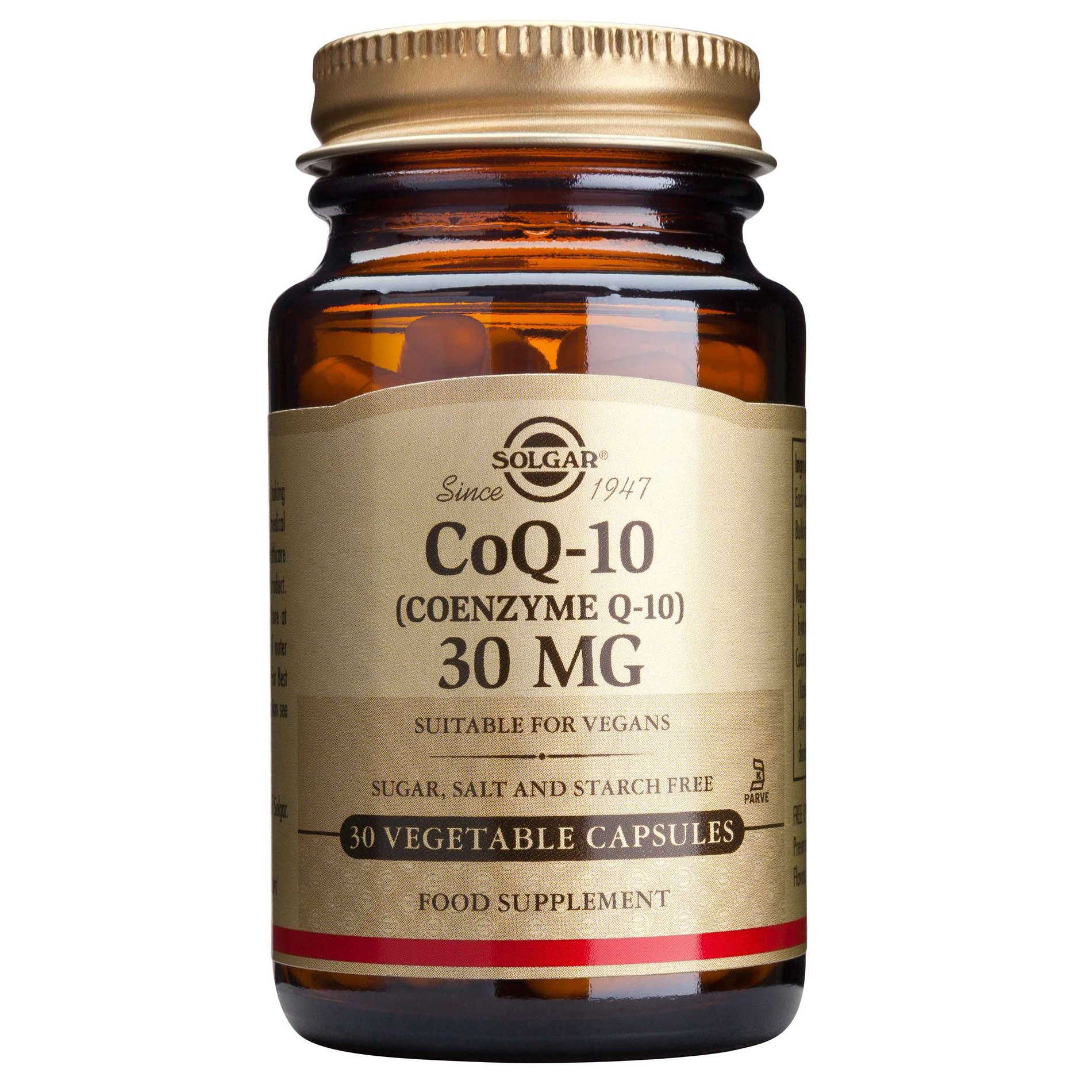 Solgar Coenzyme CoQ-10 30mg Συμπλήρωμα Διατροφής με Συνενζυμο Q10 με Αντιοξειδωτική & Αντιγηραντική Δράση 30veg.caps