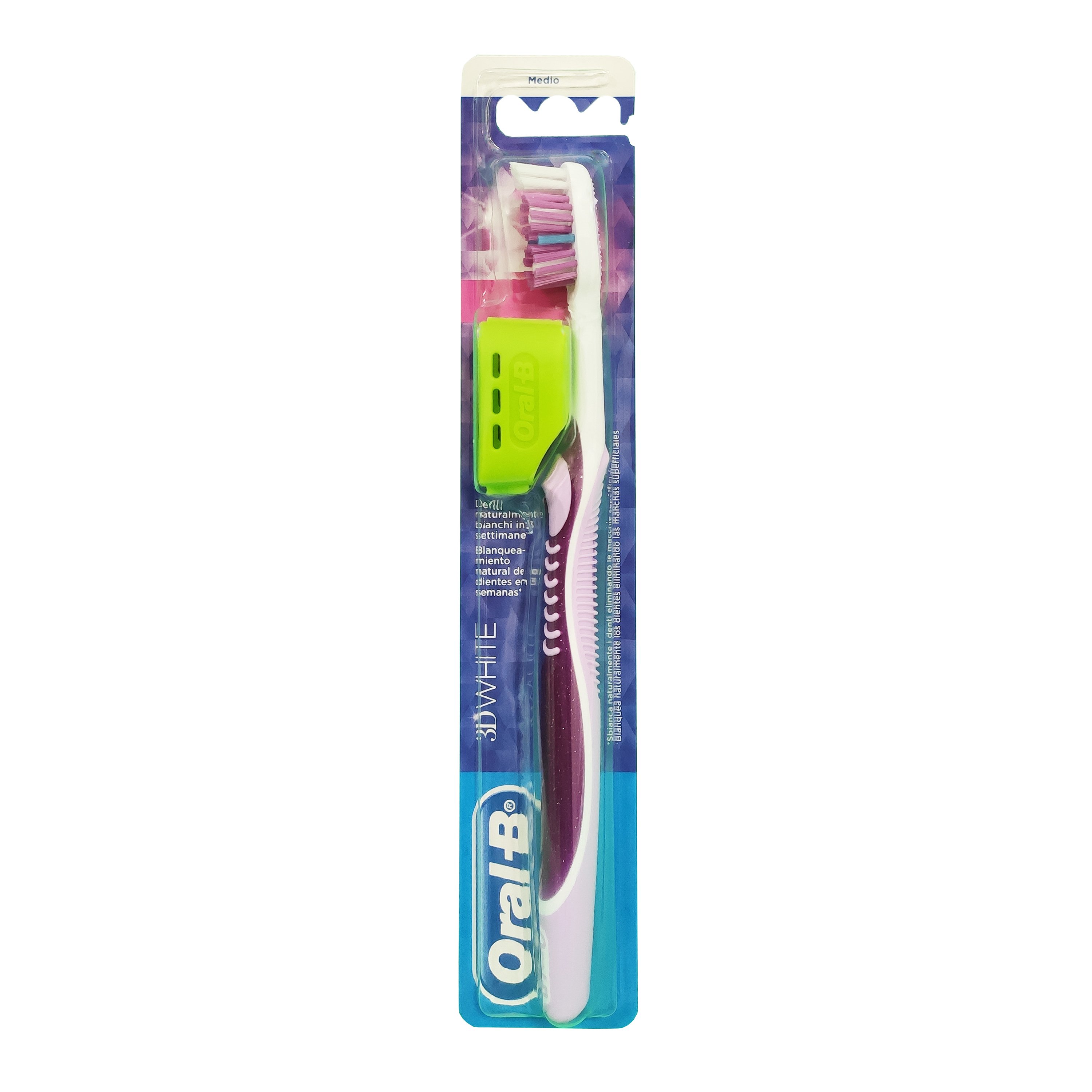 Oral B 3D White Οδοντόβουρτσα Μέτρια, 1 τεμάχιο – Μωβ