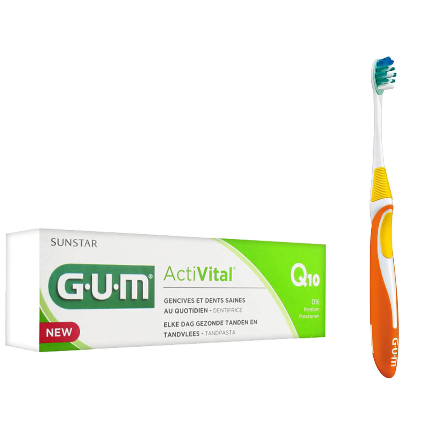Gum Πακέτο Προσφοράς Activital Q10 Toothgel Οδοντόκρεμα 75ml (6050) & Gum Activital Compact Medium Οδοντόβουρτσα (583) – πορτοκαλί