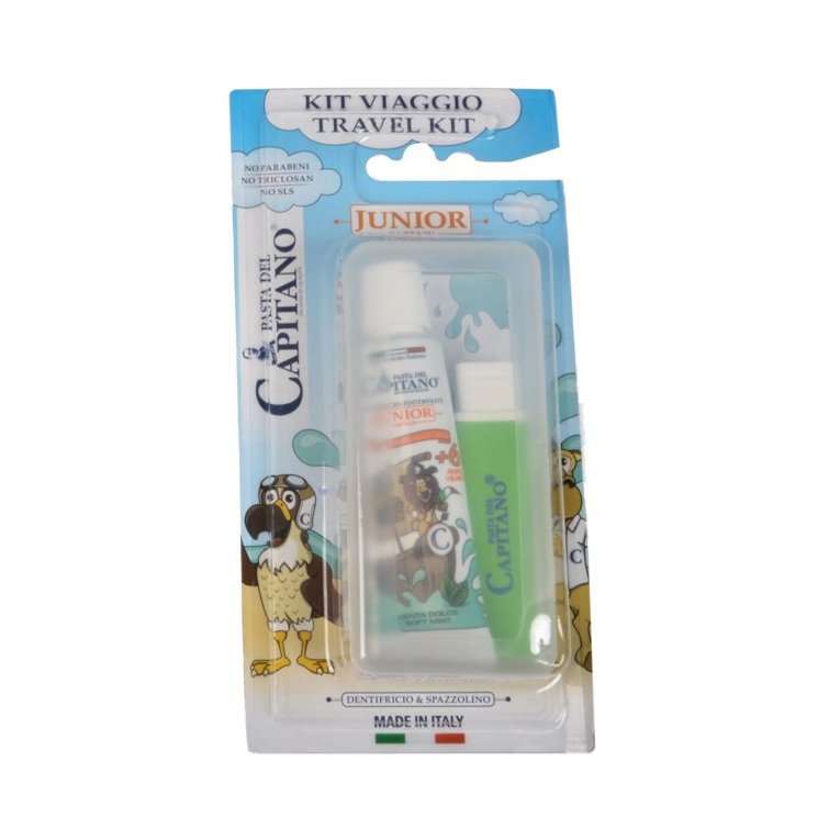 Pasta Del Capitano Travel Kit Junior Παιδικό Σετ Στοματικής Υγιεινής από 6 Ετών, με Οδοντόβουρτσα & Οδοντόκρεμα 20ml – πράσινο