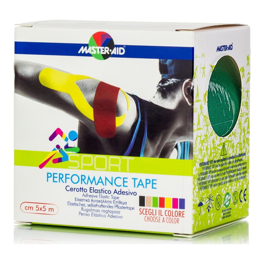 Master Aid Sport Performance Tape Πράσινη Αυτοκόλλητη Ελαστική Ταινία για Επιδέσεις 5mx5cm 1 Τεμάχιο