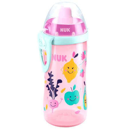 Nuk Flexi Cup Κύπελλο Πολυπροπυλενίου με Μαλακό Καλαμάκι Σιλικόνης 18+m BPA Free 300ml – ροζ