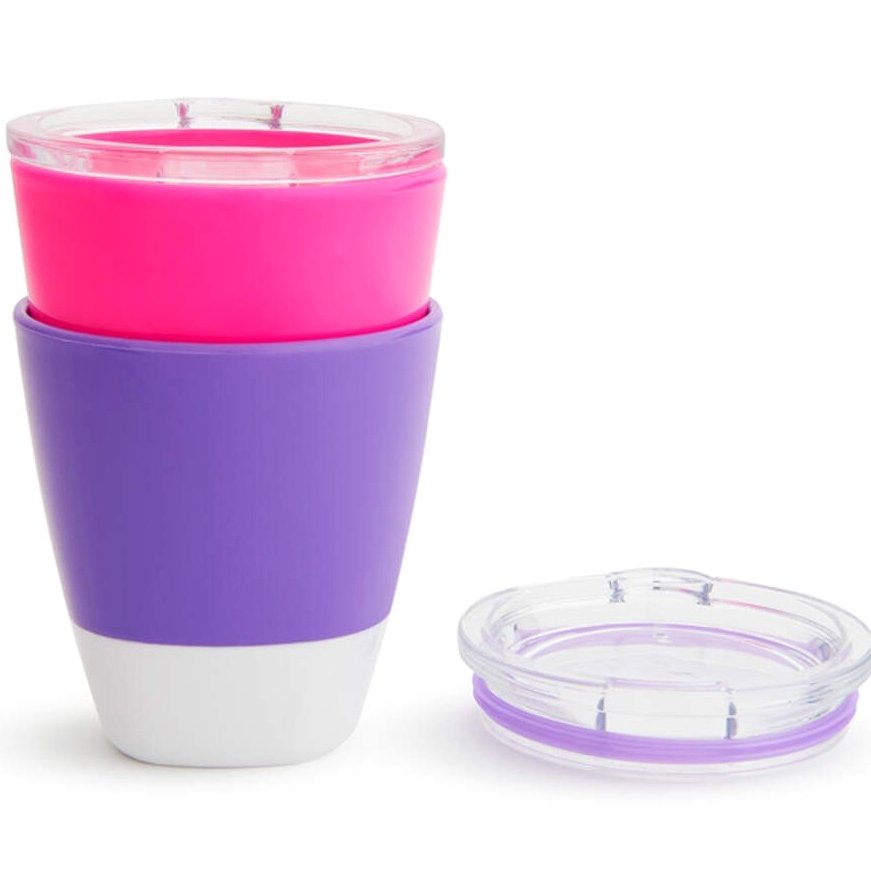 Munchkin Splash 2 Cups with Training Lids Εκπαιδευτικά Ποτήρια – Ροζ – Μωβ
