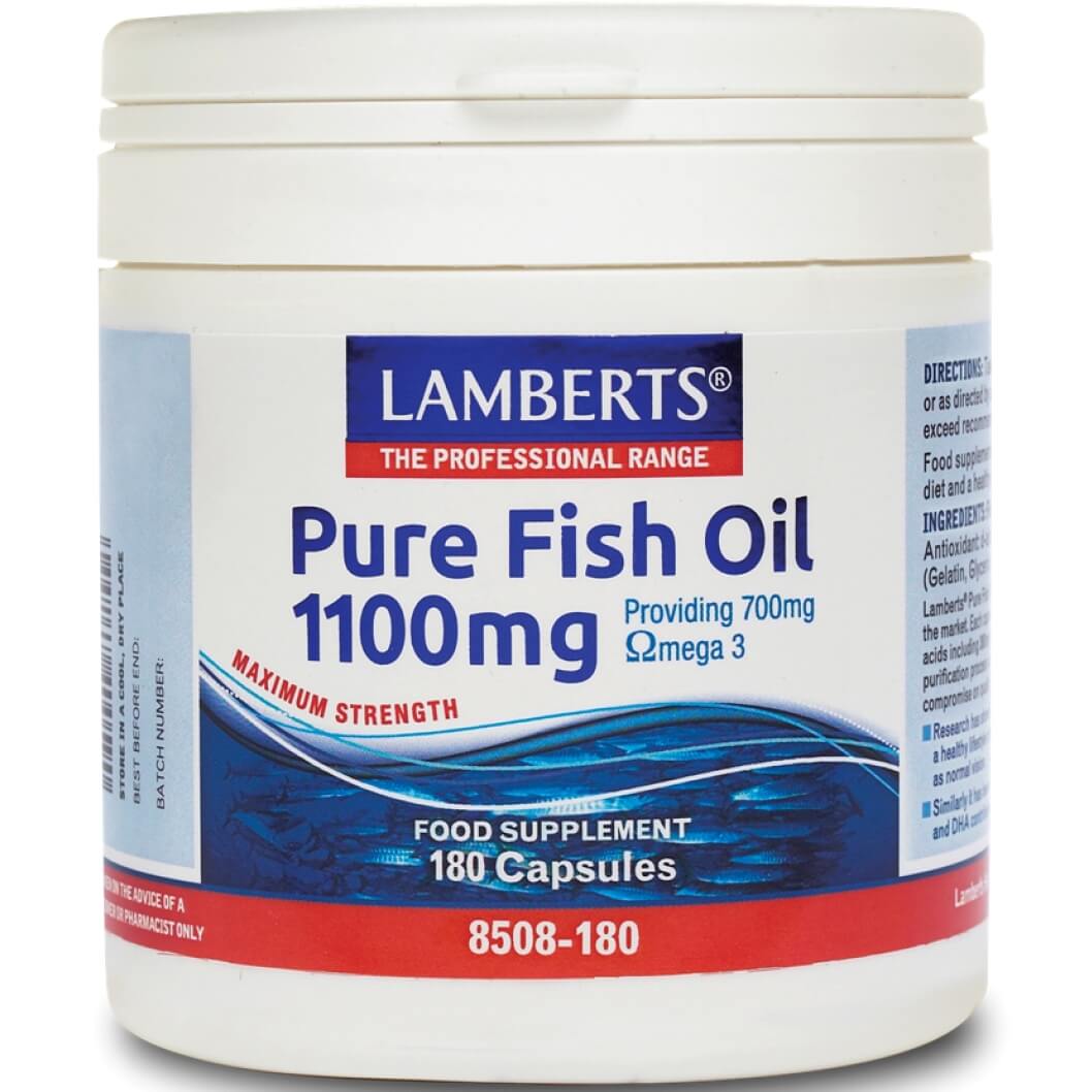 Lamberts Pure Fish Oil Συμπλήρωμα Διατροφής Ιχθυέλαιο 1100mg – 180 tabs