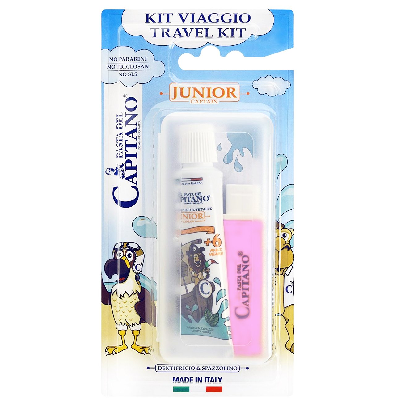 Pasta Del Capitano Travel Kit Junior Παιδικό Σετ Στοματικής Υγιεινής από 6 Ετών, με Οδοντόβουρτσα & Οδοντόκρεμα 20ml – ροζ