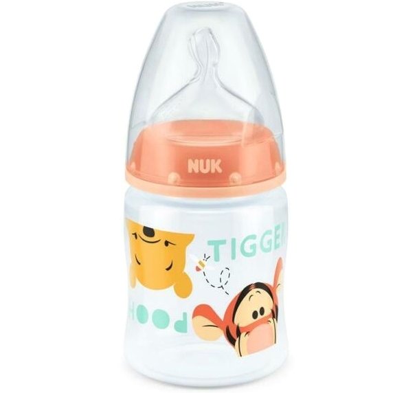 Nuk First Choice+ Winnie the Pooh Πλαστικό Μπιμπερό Θηλή Σιλικόνης 0-6m 150ml – πορτοκαλί