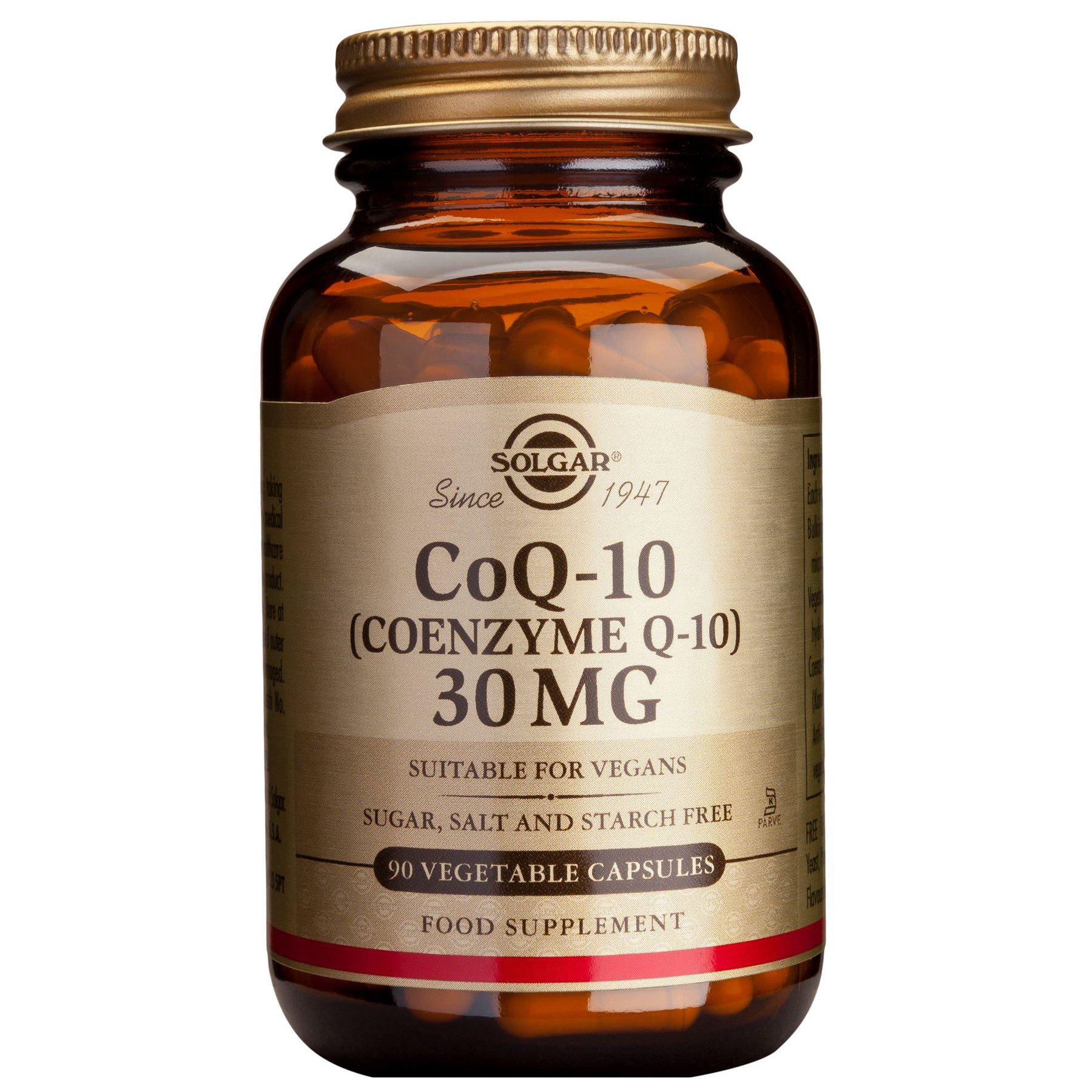 Solgar Solgar Coenzyme Q10 30mg Συμπλήρωμα Διατροφής με Συνένζυμο Q10 για την Ενίσχυση Παραγωγής Ενέργειας σε Κυτταρικό Επίπεδο με Αντιοξειδωτικές Ιδιότητες 90veg.caps