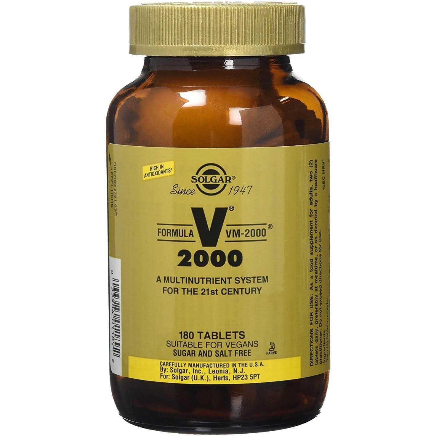 Solgar Formula VM-2000 Συμπλήρωμα Διατροφής με Πολιβιταμίνες & Ισχυρής Δράση Κατά των Βλαβών από τις Ελεύθερες Ρίζες 180tabs
