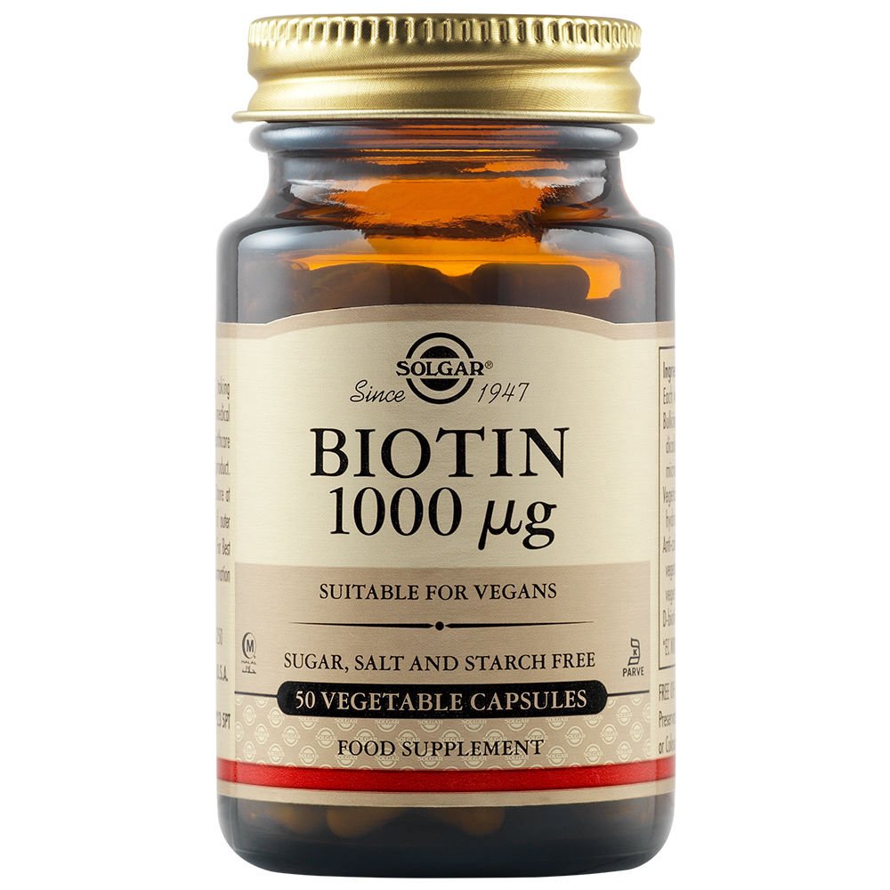 Solgar Biotin Συμπλήρωμα Διατροφής για την Υγεία Μαλλιών και του Δέρματος veg.caps – 1000μg tablets 50 caps