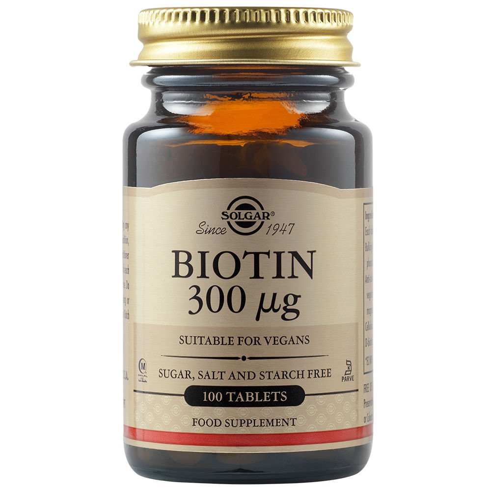 Solgar Biotin 300μg Συμπλήρωμα Διατροφής για την Υγιείς Ανάπτυξη των Μαλλιών & του Δέρματος 100tabs