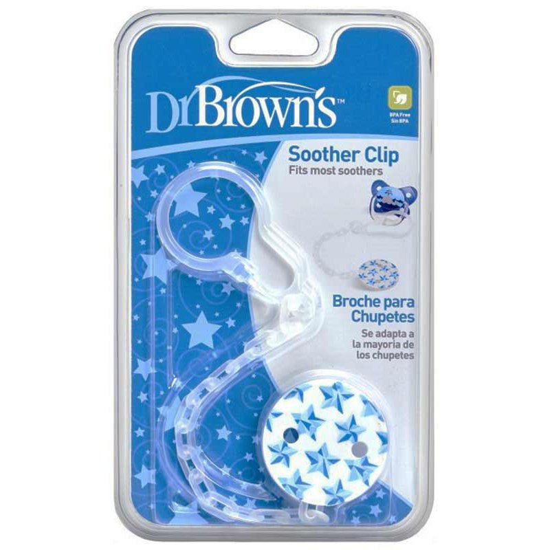 Dr Brown’s Soother Clip Κλιπ Πιπίλας με Αλυσίδα AC037 1 Τεμάχιο – μπλέ