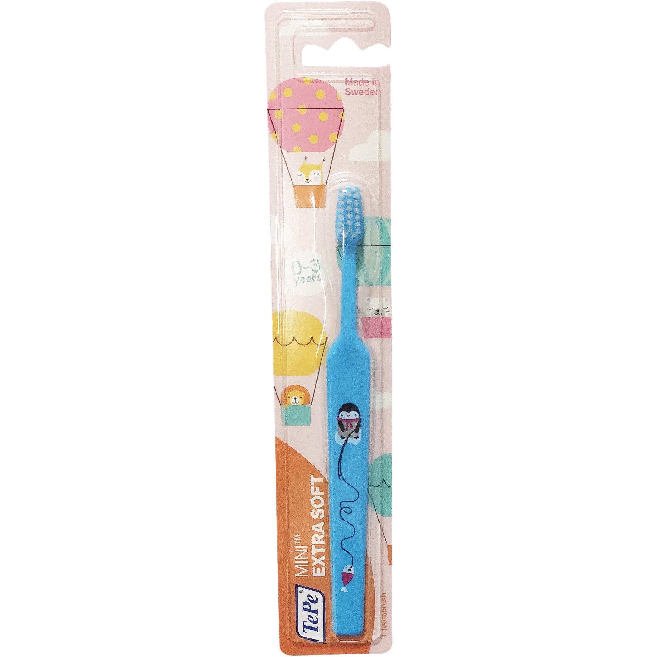 TePe Mini Extra Soft Παιδική Οδοντόβουρτσα για τα Πρώτα Δοντάκια από 0 Έως 3 Ετών 1 Τεμάχιο – γαλάζιο