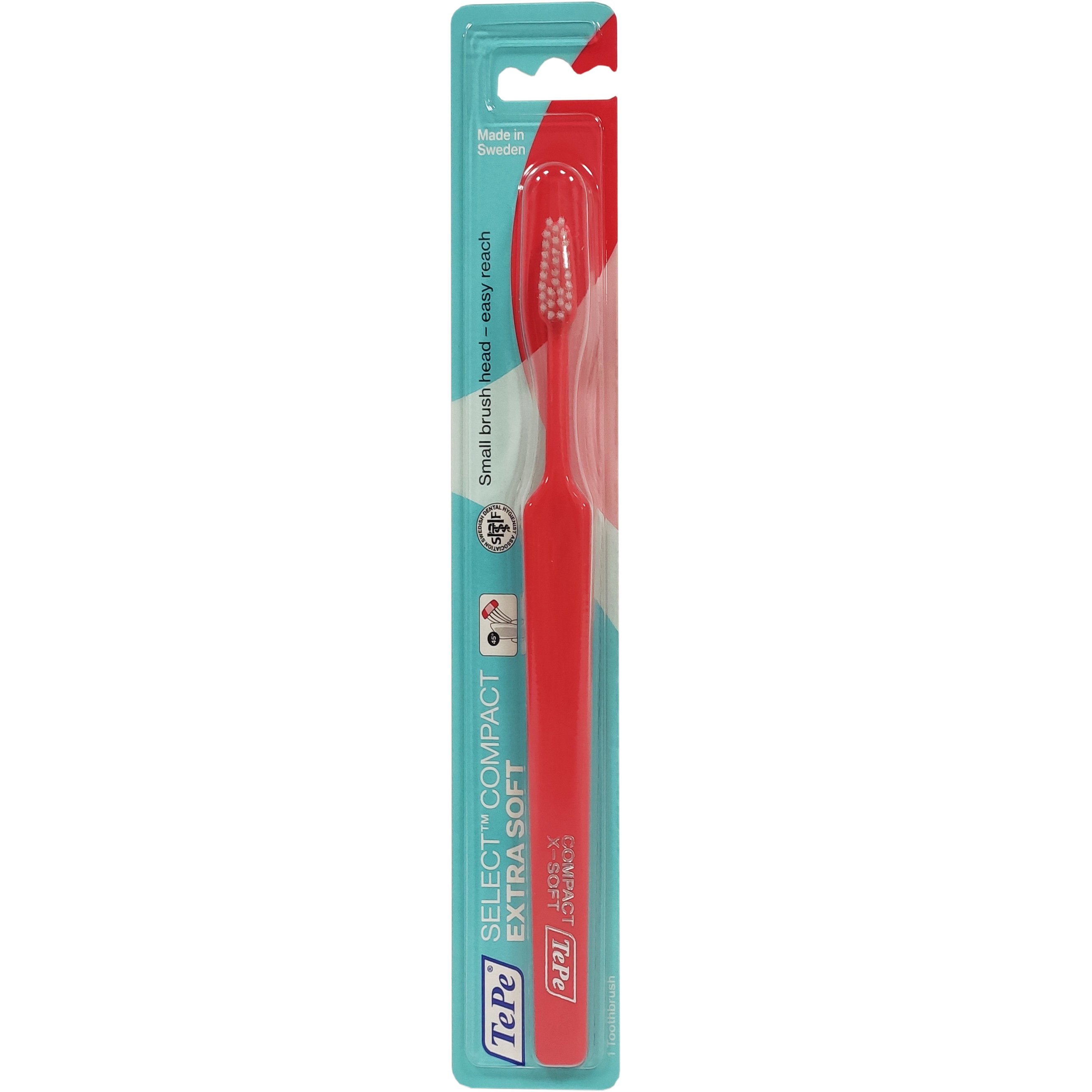TePe Select Compact Extra Soft Οδοντόβουρτσα Πολύ Μαλακή για Αποτελεσματικό Καθαρισμό & Προστασία των Ούλων 1 Τεμάχιο – κόκκινο