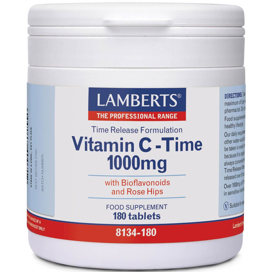 Lamberts Vitamin C Time Release Συμπλήρωμα Διατροφής Βιταμίνης C για Ένα Υγειές Ανοσοποιητικό Σύστημα 1000mg – 180 tabs