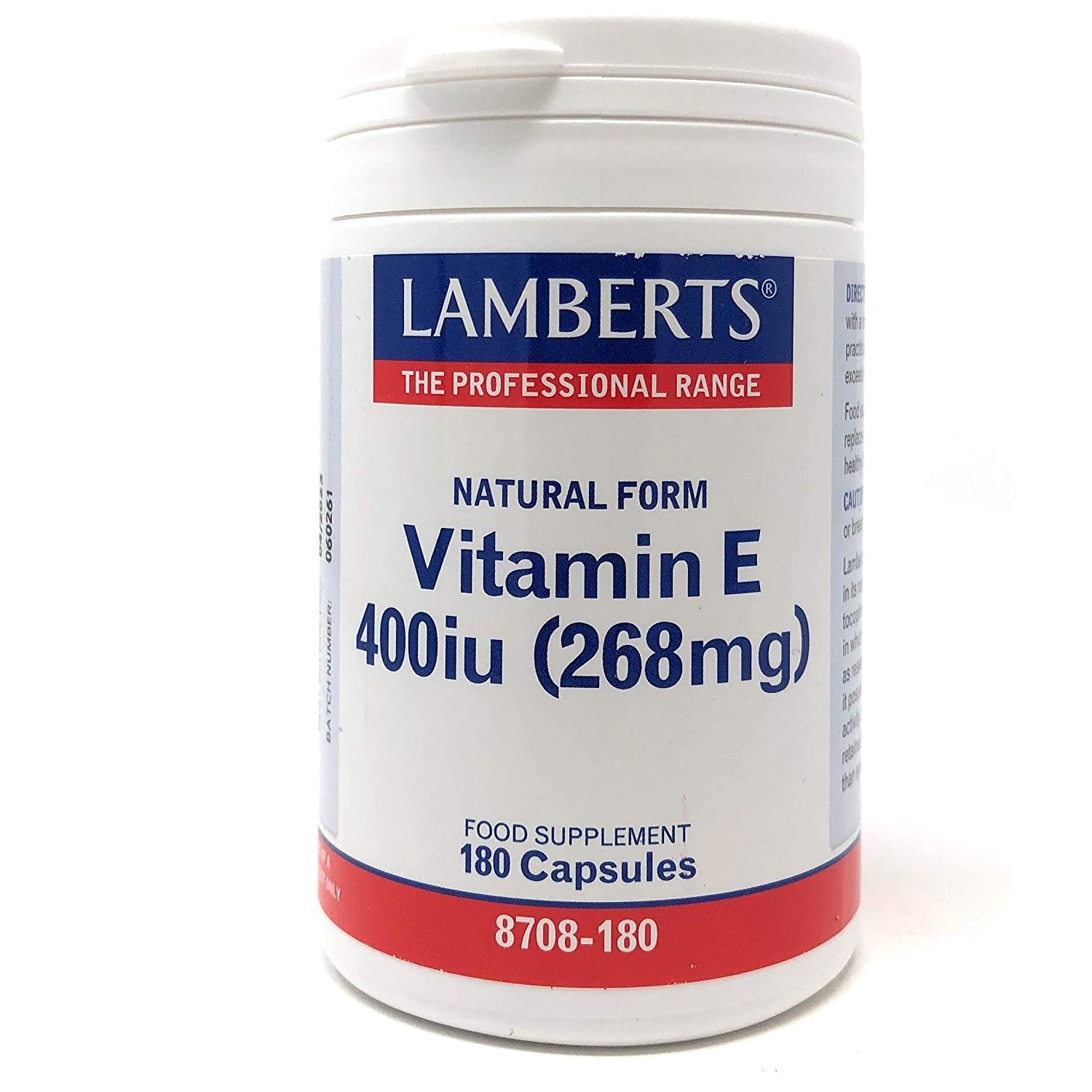 Lamberts Vitamin E 400iu Natural Form Συμπλήρωμα Διατροφής με Φυσική Βιταμίνη Ε caps – 180 caps