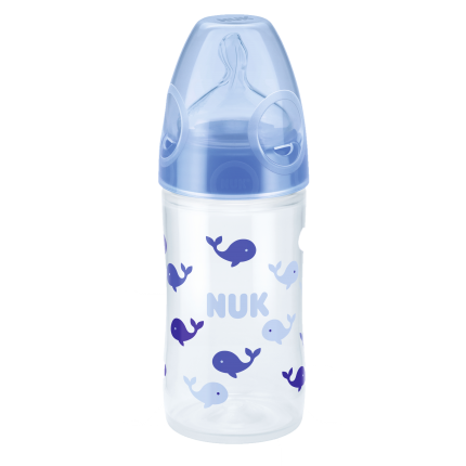NUK New Classic Μπιμπερό Πολυπροπυλένιο Στενό Σχήμα με Θηλή Σιλικόνης 150ml – μπλέ