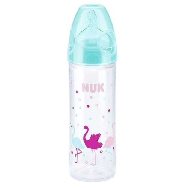 NUK New Classic Μπιμπερό Πολυπροπυλένιο Στενό Σχήμα με Θηλή Σιλικόνης 250ml – πράσινο