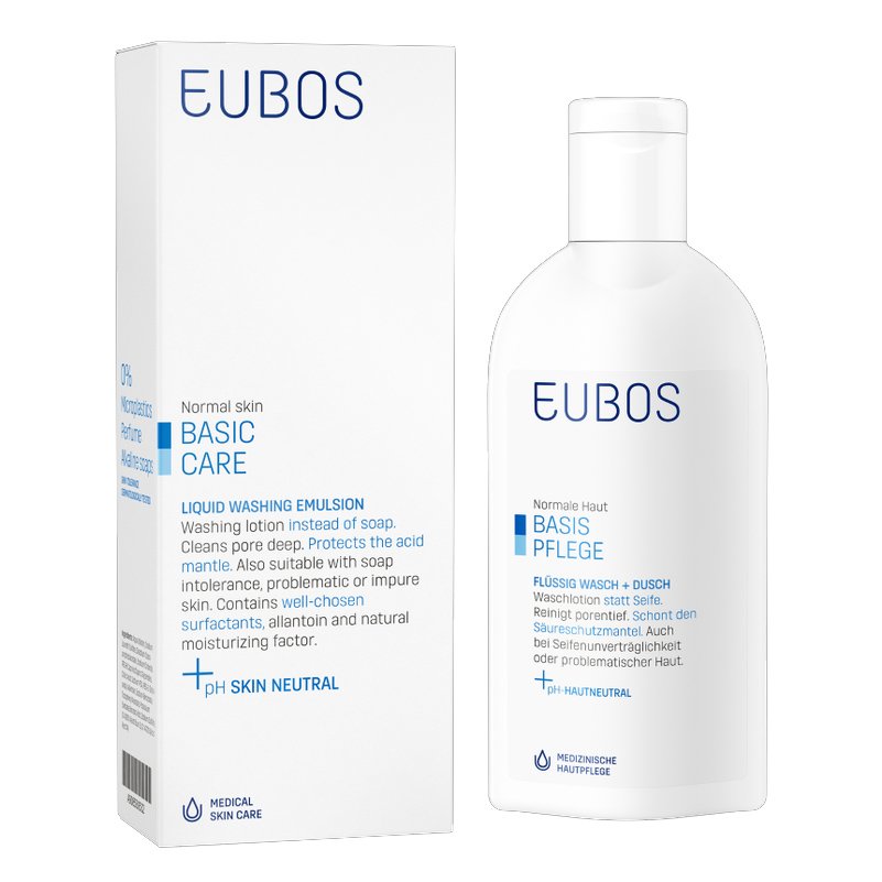 Eubos Basic Care Blue Liquid Washing Emulsion Υγρό Καθαρισμού για την Καθημερινή Περιποίηση Προσώπου & Σώματος – 200ml