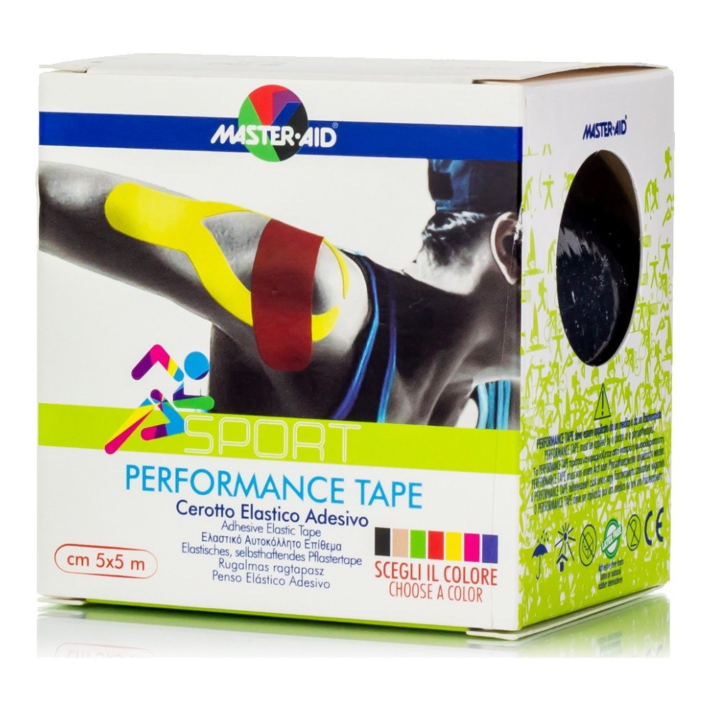 Master Aid Sport Performance Tape Αυτοκόλλητη Ελαστική Ταινία για Επιδέσεις 5mx5cm, 1 Τεμάχιο – μαύρο