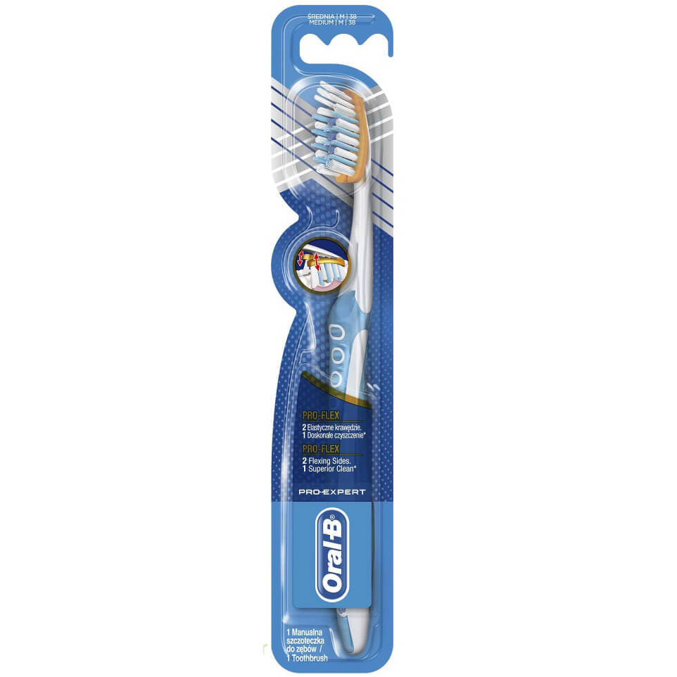 Oral-B Pro Expert Pro-Flex Οδοντόβουρτσα με Ελαστική Κεφαλή για Επαγγελματικό Καθαρισμό 38 Medium 1 τεμάχιο – γαλάζιο