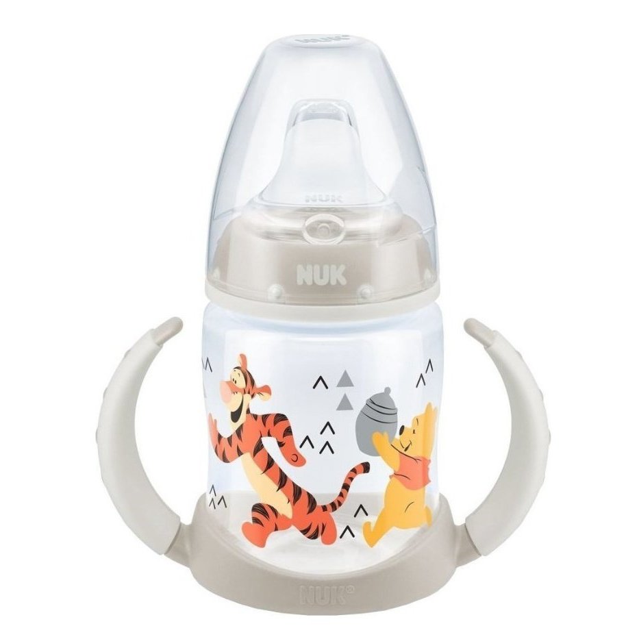 Nuk First Choice Plus Disney Winnie the Pooh Μπιμπερό PP με Λαβές 6-18m με Ρύγχος Σιλικόνης 150ml – γκρι