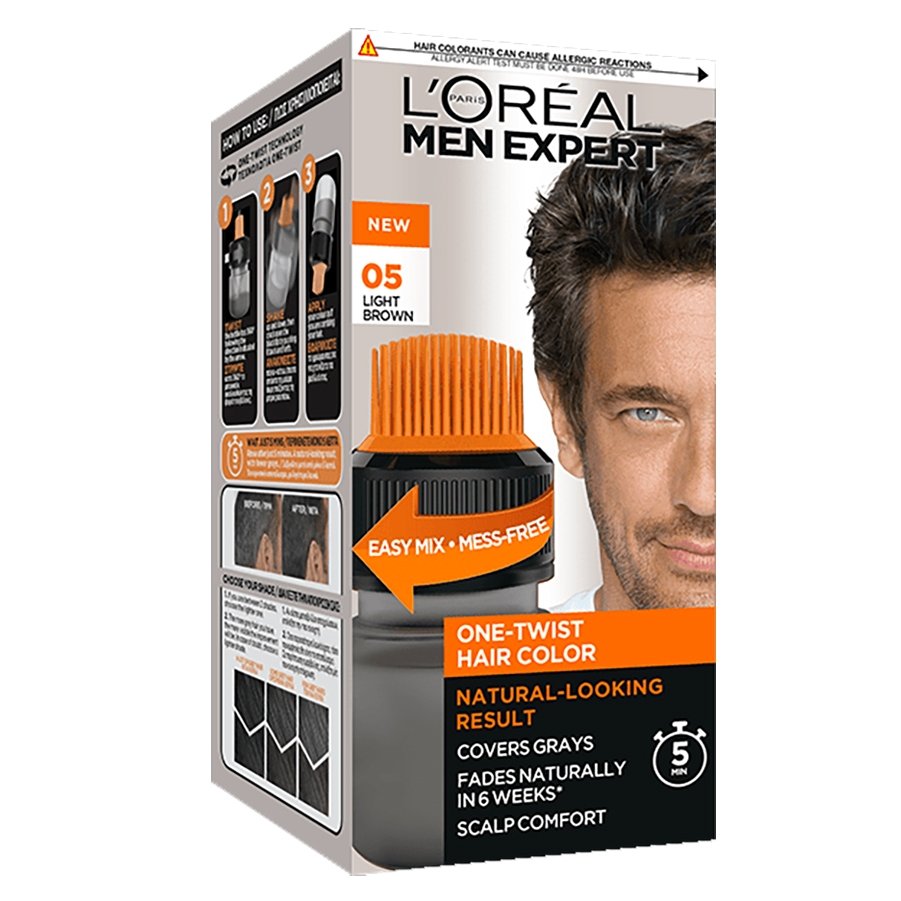 L’oreal Paris Men Expert One-Twist Hair Colour Natural Looking Result Βαφή Μαλλιών για Γρήγορο & Εύκολο Φυσικό Αποτέλεσμα Ειδικά Σχεδιασμένο για Αντρικά Μαλλιά 50ml – 05 Light Brown