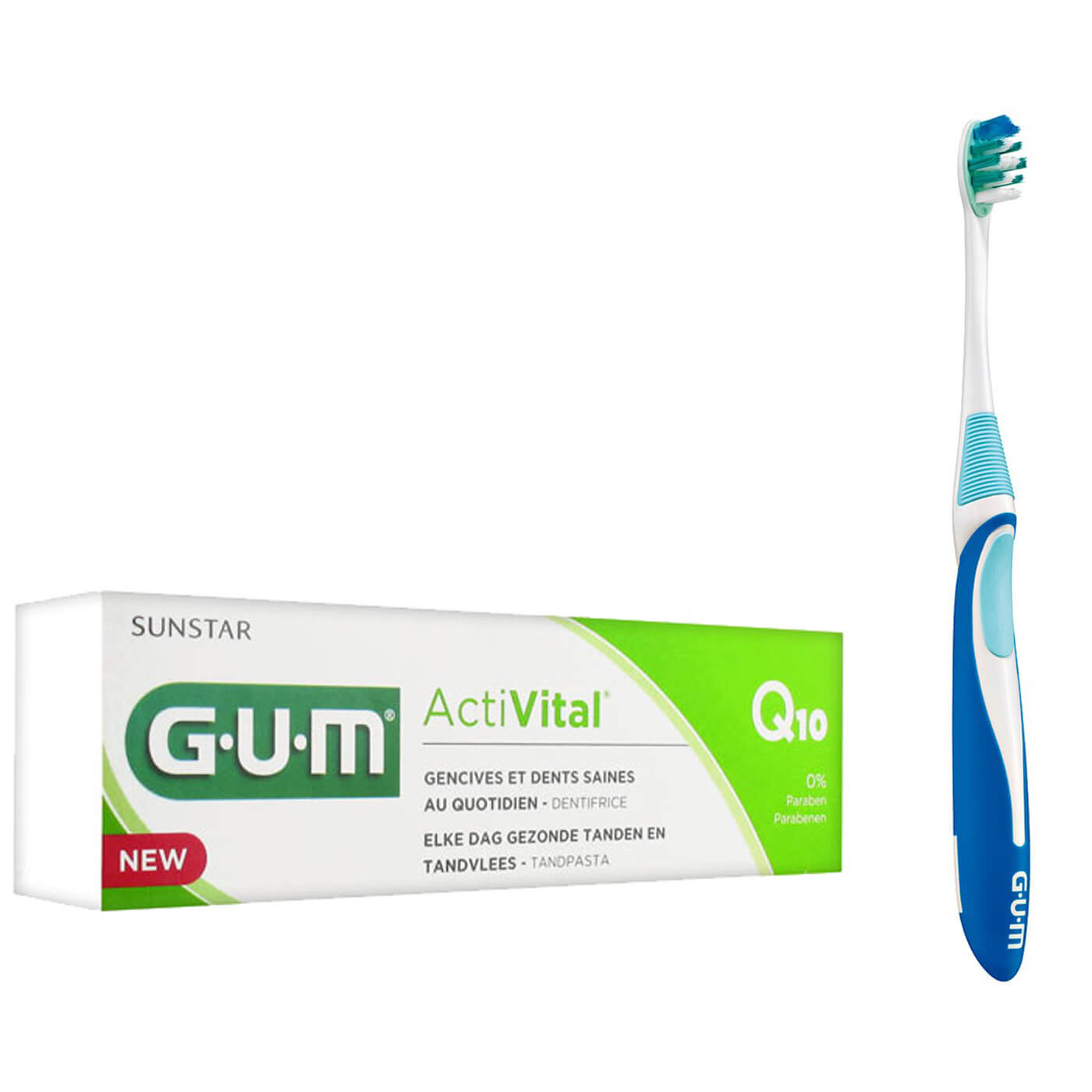 Gum Πακέτο Προσφοράς Activital Q10 Toothgel Οδοντόκρεμα 75ml (6050) & Gum Activital Compact Medium Οδοντόβουρτσα (583) – μπλέ