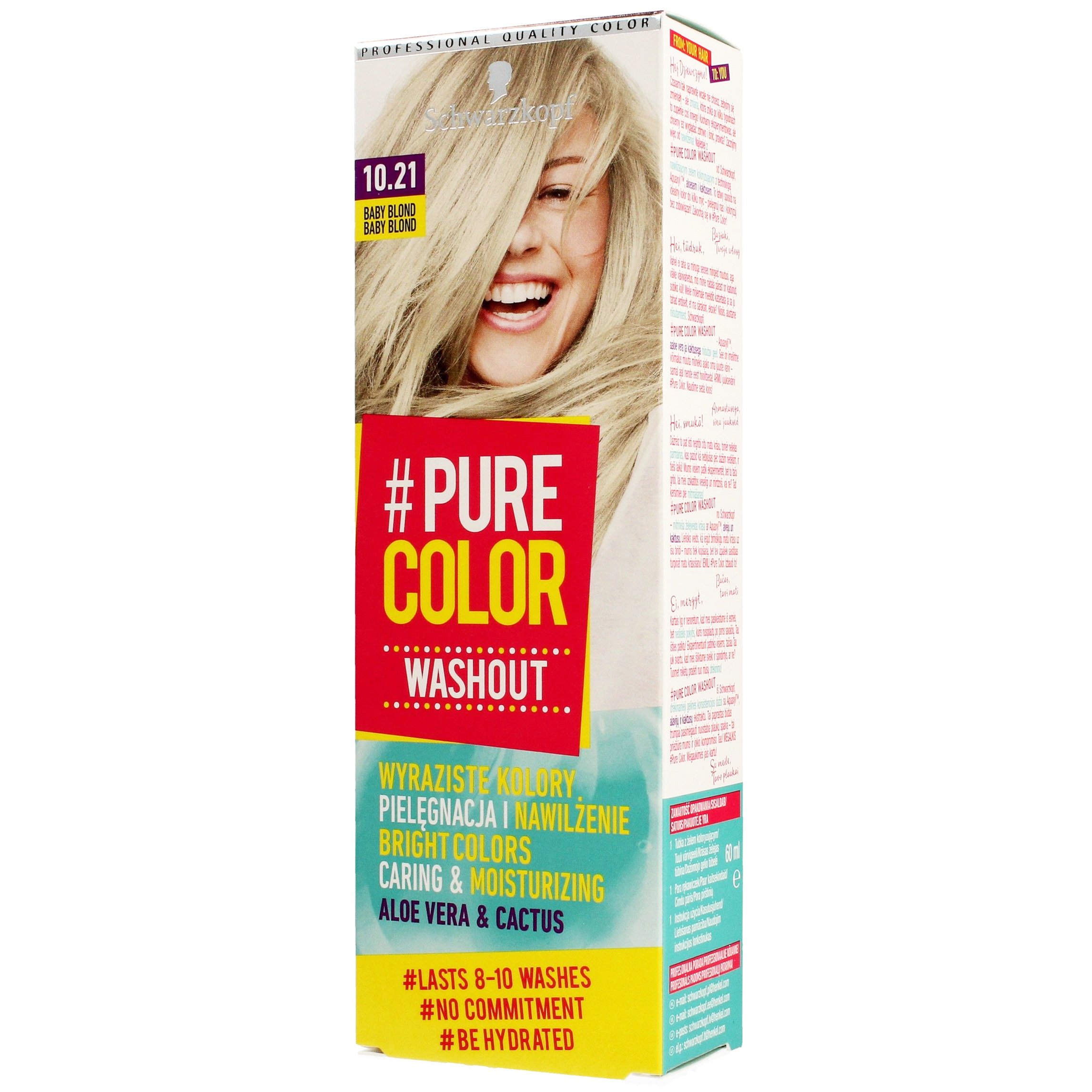 Schwarzkopf Pure Color Washout η Πρώτη Επαγγελματική Ενυδατική Ημιμόνιμη Βαφή σε Μορφή Gel για Λαμπερό Αποτέλεσμα – 10.21 Baby Blond