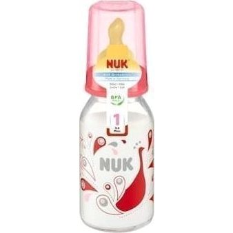 NUK Classic Μπιμπερό Πλαστικό Θηλή Καουτσούκ 110ml – ροζ