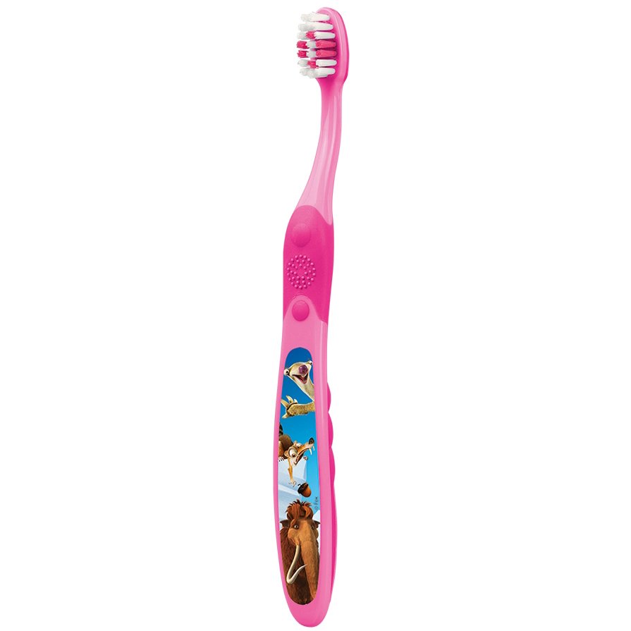 Elgydium Kids Ice Age Παιδική Οδοντόβουρτσα με Στρογγυλεμένες Ίνες για Απαλό Βούρτσισμα 2-6 Ετών – ροζ