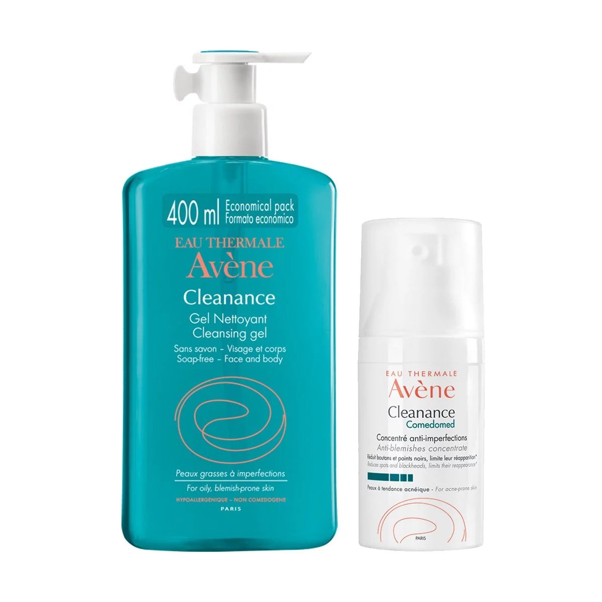 Avene Cleanance Combo Cleanance Gel Nettoyant Ζελ Καθαρισμού 400ml & Cleanance Comedomed Συμπύκνωμα Κατά των Ατελειών 30ml