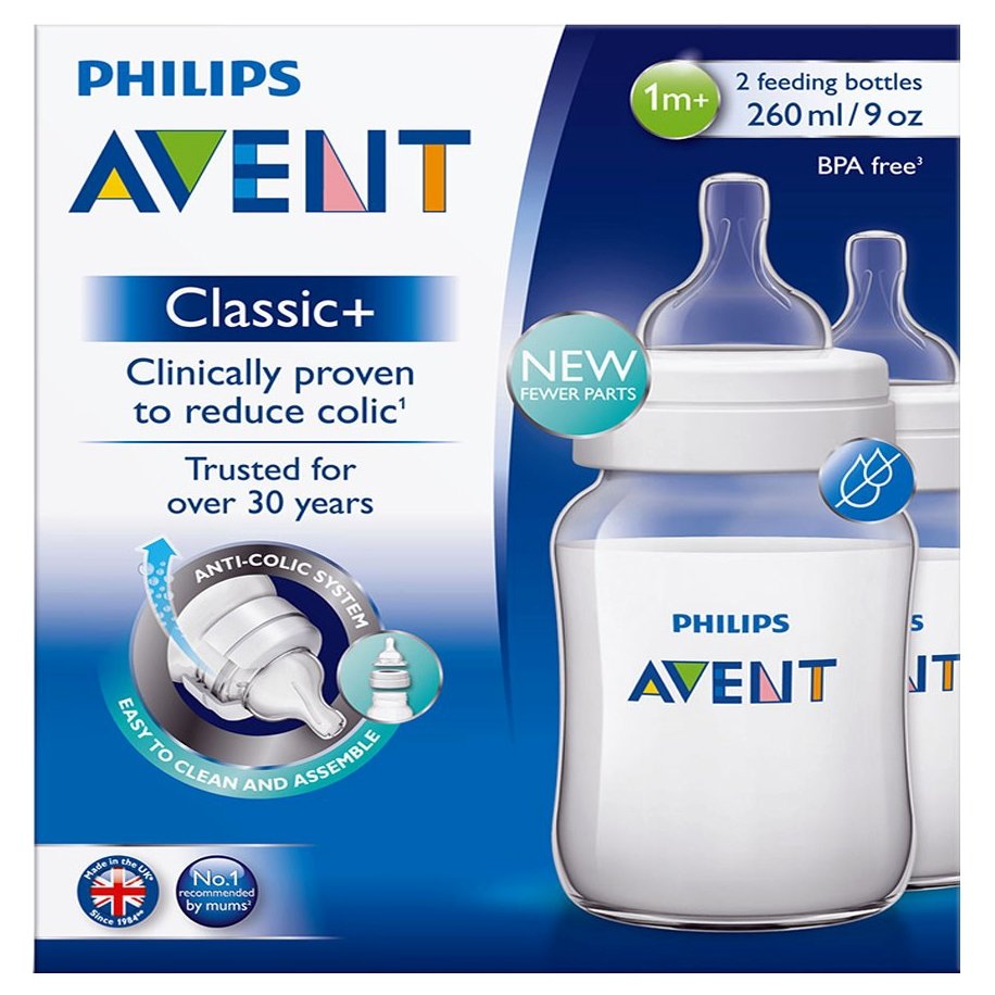 Avent Classic+ Μπιμπερό Πολυπροπυλενίου Χωρίς BPA 260ml 2τμχ SCF563/27