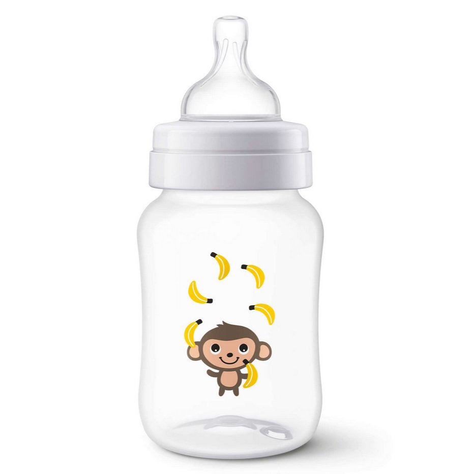 Avent Anti-colic Μπιμπερό Κατά των Κολικών Πολυπροπυλένιο Θηλή Αργής Ροής 1m+ Μαϊμού 260ml Scf821/11