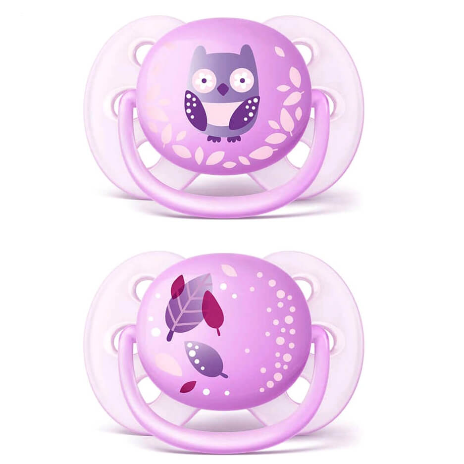 Avent Πιπίλα Σιλικόνης Ultra Soft 0-6m Μωβ 2 τεμ SCF227/20