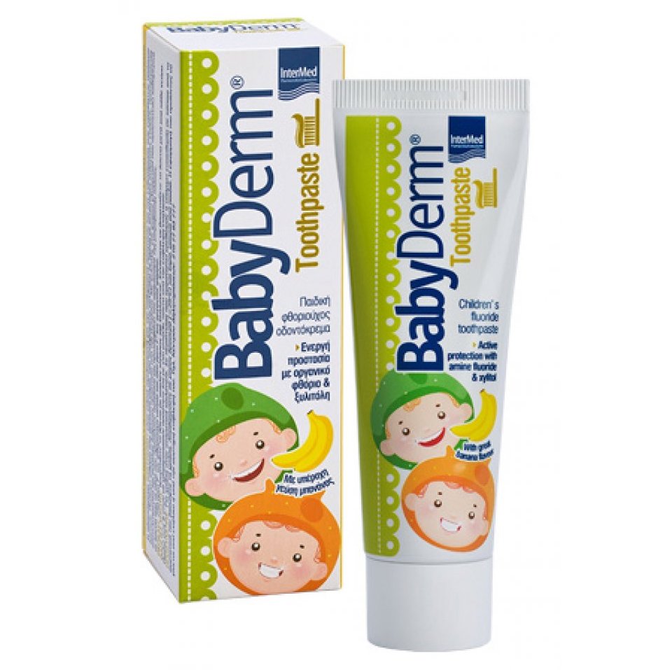 BabyDerm Toothpaste Παιδική Φθοριούχος Οδοντόκρεμα με Γεύση Μπανάνα 50ml
