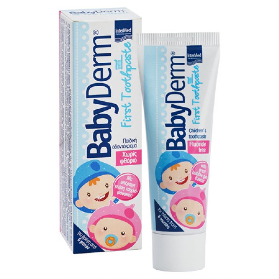 Babyderm First Toothpaste Για τον Καθαρισμό και την Προστασία των Πρώτων Βρεφικών Δοντιών 50ml